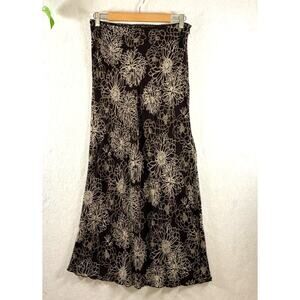 Vintage Gap Women Y2K Floral Maxi Skirt Sz 6 Brown Fairy Grunge Chiffon Long